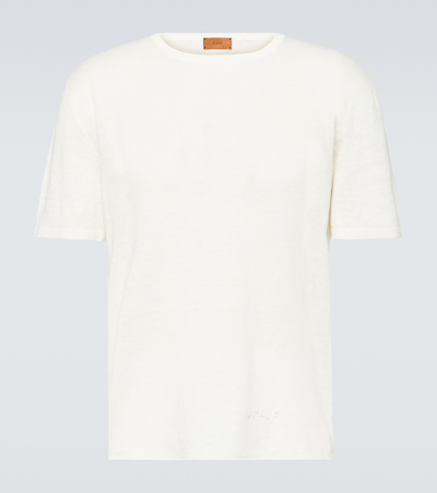 Shop Alanui Frayed Linen T-shirt In White