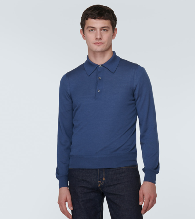 Shop Tom Ford Cashmere And Silk Polo Sweater In Admiral Blue