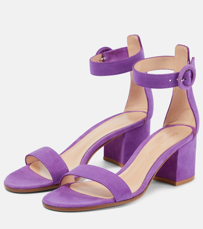 Shop Gianvito Rossi Versilia 60 Suede Sandals In Purple