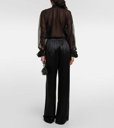 Dolce & Gabbana High-rise Silk-blend Wide-leg Pants In Nero