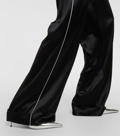 Dolce & Gabbana High-rise Silk-blend Wide-leg Pants In Nero
