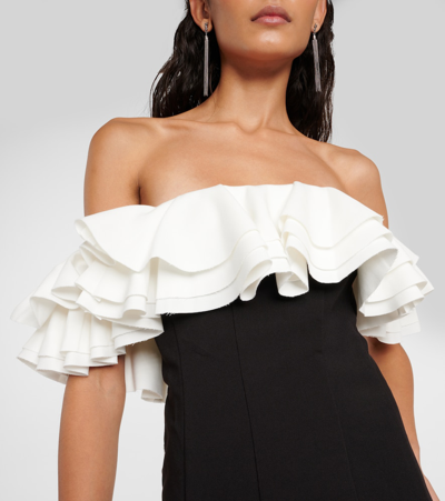 Shop Staud Kiara Off-shoulder Ruffled Minidress In Multicoloured