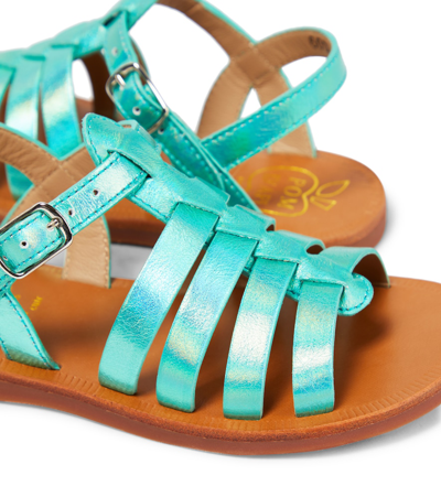 Shop Pom D'api Plagette Strap Leather Sandals In Blue