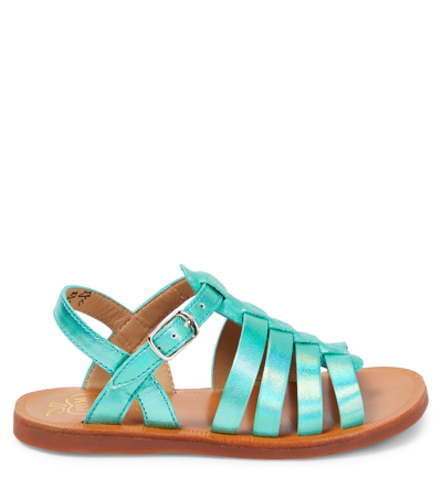 Shop Pom D'api Plagette Strap Leather Sandals In Blue