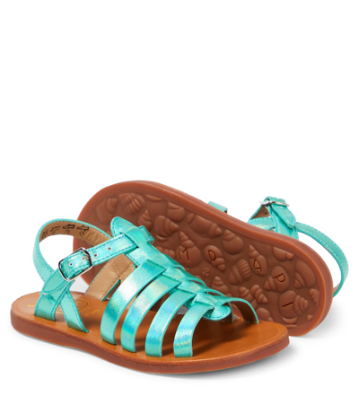 Shop Pom D'api Plagette Strap Leather Sandals In Blue