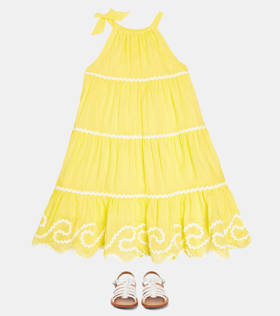 Shop Zimmermann Alight Tiered Cotton Dress In Yellow