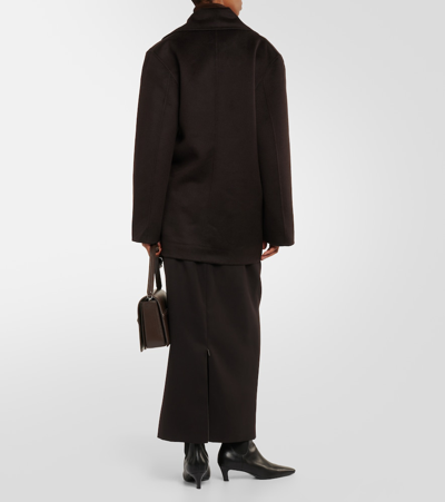 Totême Double-breasted Wool Peacoat In Brown