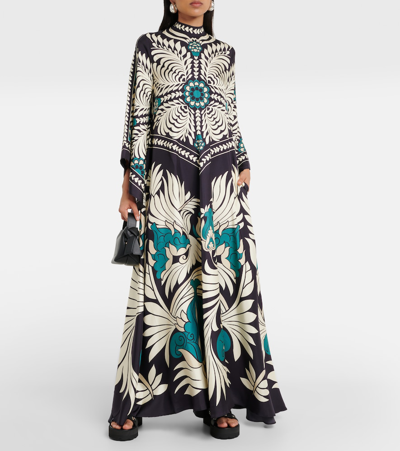 Shop La Doublej Magnifico Printed Silk Twill Maxi Dress In Multicoloured