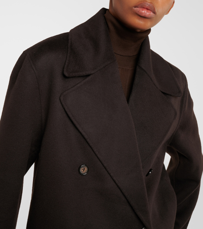 Shop Totême Double-breasted Wool Peacoat In Brown