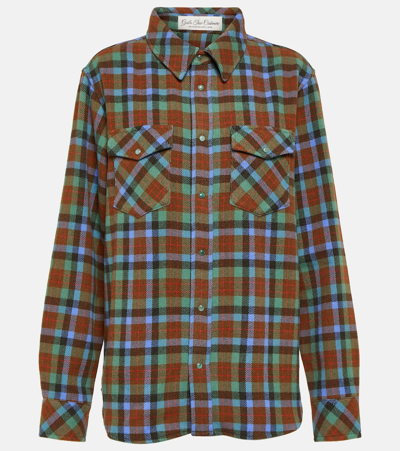 Shop God's True Cashmere Moss Tartan Cashmere Shirt In Multicoloured