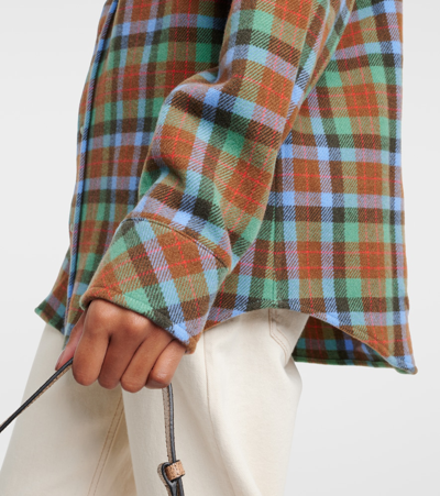 Shop God's True Cashmere Moss Tartan Cashmere Shirt In Multicoloured