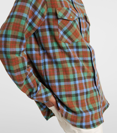 Shop God's True Cashmere Moss Tartan Cashmere Shirt In Multicoloured