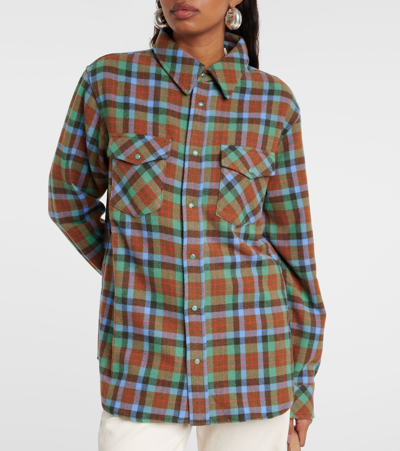 Shop God's True Cashmere Moss Tartan Cashmere Shirt In Multicoloured