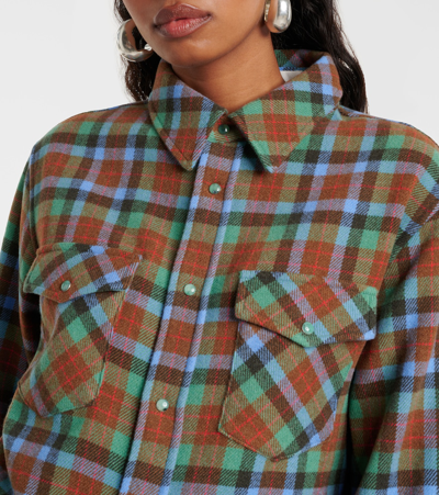 Shop God's True Cashmere Moss Tartan Cashmere Shirt In Multicoloured