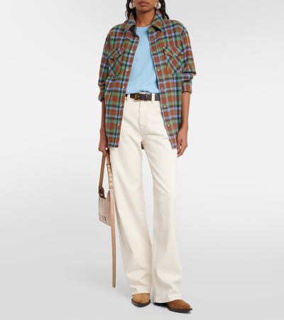 Shop God's True Cashmere Moss Tartan Cashmere Shirt In Multicoloured