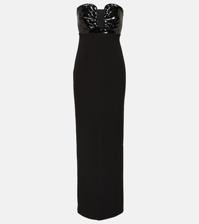 Shop Roland Mouret Embellished Strapless Gown In Black