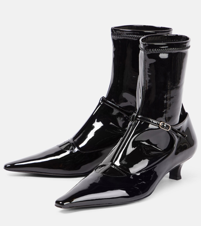 The Row Cyd Patent T-strap Booties In Black