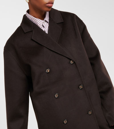 Shop Totême Oversized Double-breasted Wool Coat In Brown