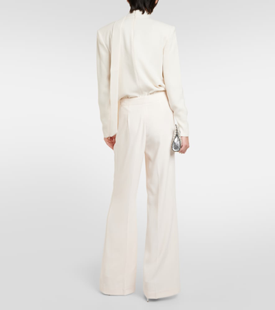 Shop Roland Mouret High-rise Cady Wide-leg Pants In White