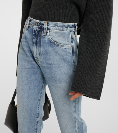 Shop Totême Twisted Seam Mid-rise Straight Jeans In Blue