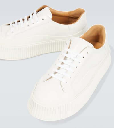 Shop Jil Sander Leather Platform Sneakers In White