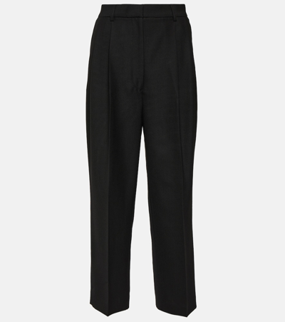 Shop Totême High-rise Cropped Straight Pants In Black
