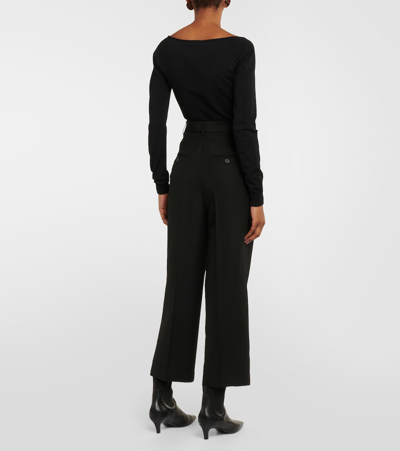 Shop Totême High-rise Cropped Straight Pants In Black