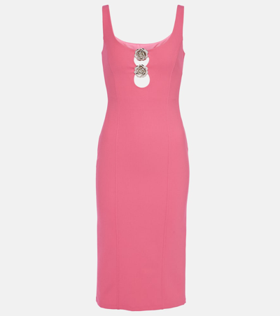 Shop Blumarine Embellished Cutout Jersey Midi Dress In Pink