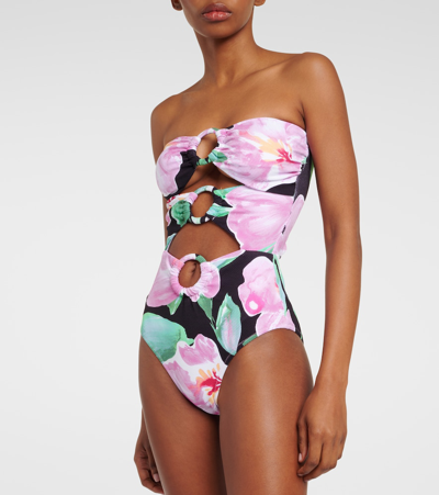 Shop Alexandra Miro Anya Cutout Floral Swimsuit In Multicoloured