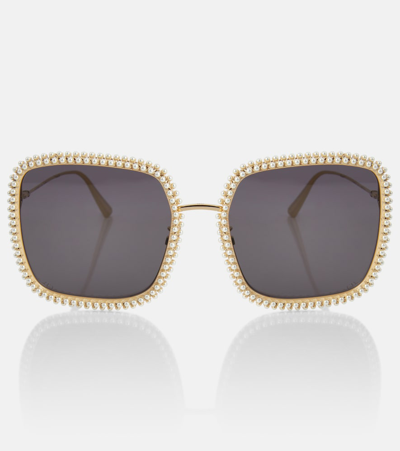 Shop Dior Miss S2u Embellished Square Sunglasses In Gold