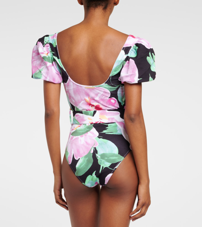 Shop Alexandra Miro Jeanie Floral Belted Swimsuit In Multicoloured