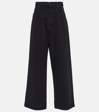 Shop Balenciaga Mid-rise Wide-leg Jeans In Black