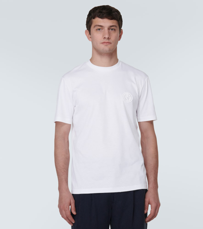 Shop Giorgio Armani Cotton Jersey T-shirt In White