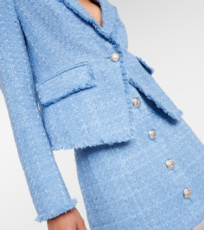 Shop Veronica Beard Hosanna Cotton-blend Tweed Blazer In Blue