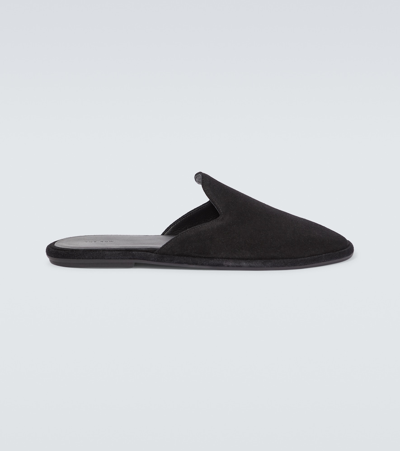 Shop The Row Roger Suede Slides In Black