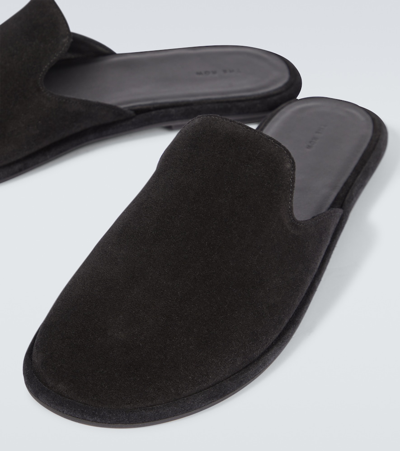 Shop The Row Roger Suede Slides In Black