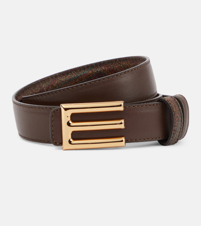 Shop Etro Paisley Faux Leather Belt In Brown
