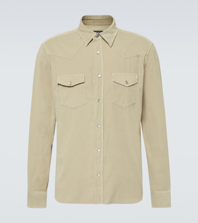Tom Ford Cotton And Linen Shirt In Beige