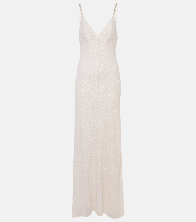 Shop Jenny Packham Bridal Nora Sequined Silk Gown In White