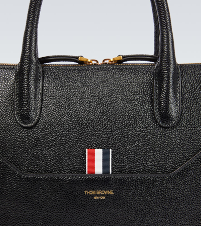 Shop Thom Browne Leather Briefcase In Black