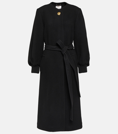 Shop Chloé Wool-blend Wrap Coat In Black