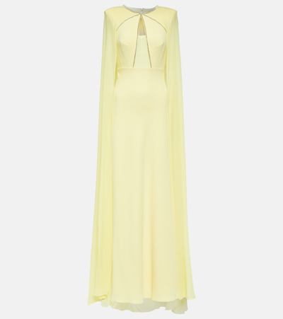Shop Roland Mouret Caped Gown In Yellow