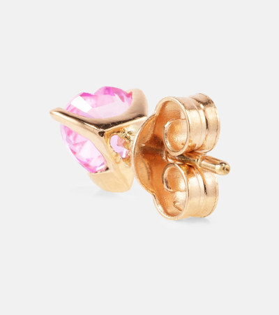 Roxanne First 14kt Rose Gold Single Earring With Pink Sapphire In Gold
