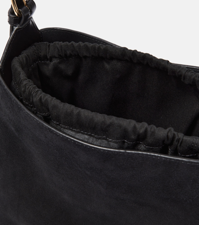 Shop Apc Virginie Suede Shoulder Bag In Lzz Noir