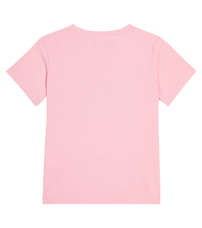 Shop Versace Logo Embellished Cotton Jersey T-shirt In Tutù Pink+rosa