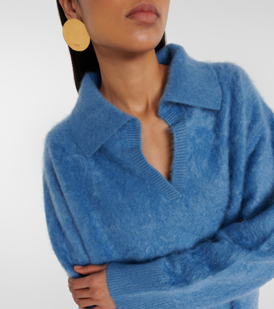 Shop Lisa Yang Kerry Cashmere Polo Sweater In Stormy Blue Brushed