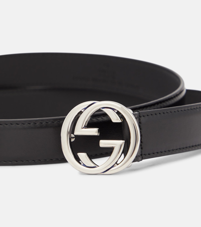 Shop Gucci Interlocking G Leather Belt In Black