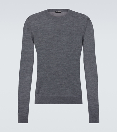 Shop Tom Ford Wool Sweater In Light Charcoal