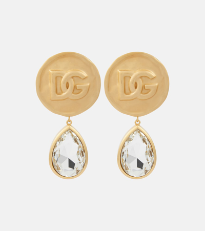 Dolce & Gabbana Dg Crystal-embellished Drop Earrings In Oro