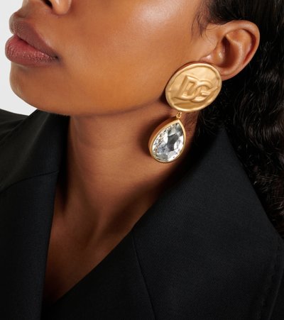 Dolce & Gabbana Dg Crystal-embellished Drop Earrings In Oro